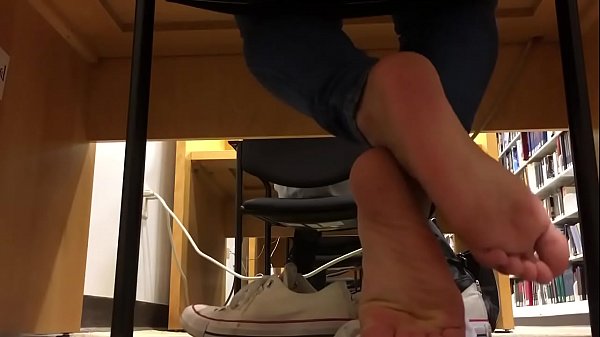 Candid asian library feet